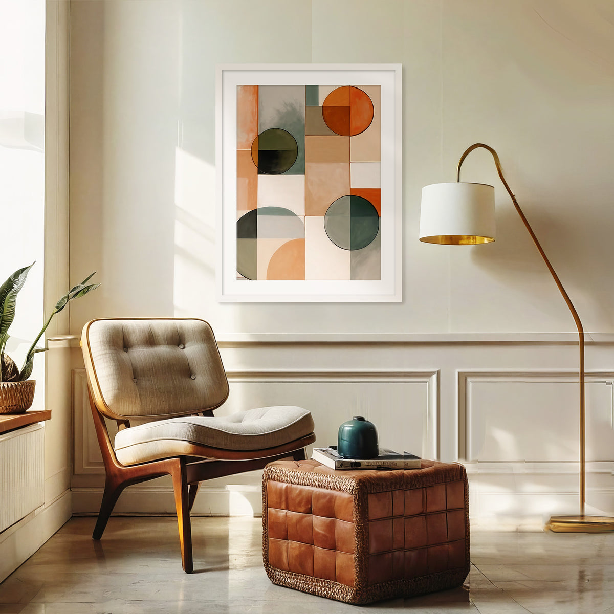 Green and Orange Mid Century Print - Sage and Rose Prints