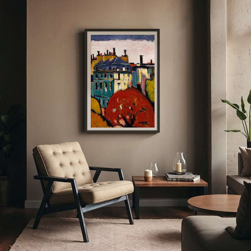 Vibrant Print of a French Village - Sage and Rose Prints