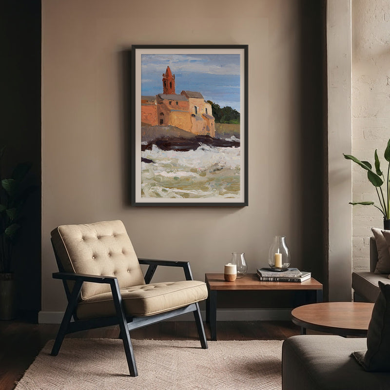 Post Impressionist Coastal Village Print - Sage and Rose Prints