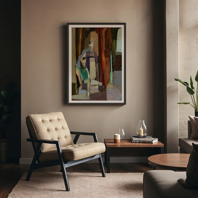 Moody Cubist Portrait No2 - Sage and Rose Prints