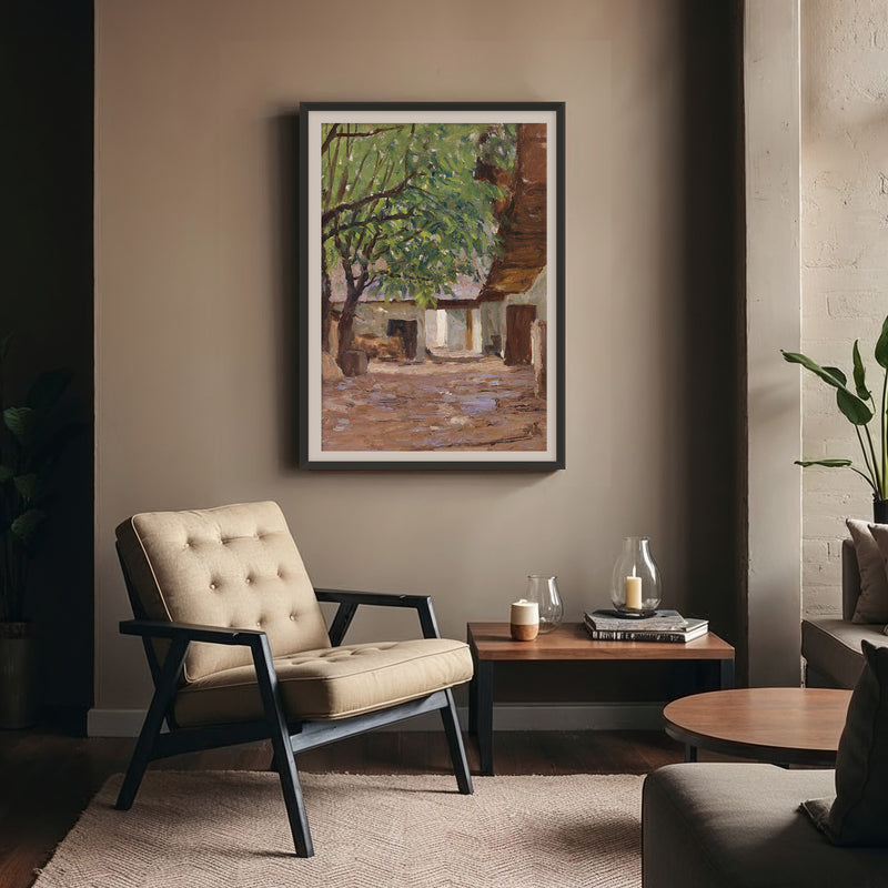 Peaceful Courtyard in Earth Tones No2 - Sage and Rose Prints