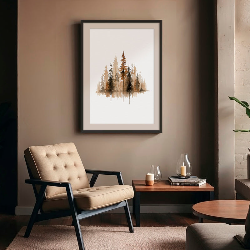 Earth Tone Trees Watercolor Painting - Sage and Rose Prints