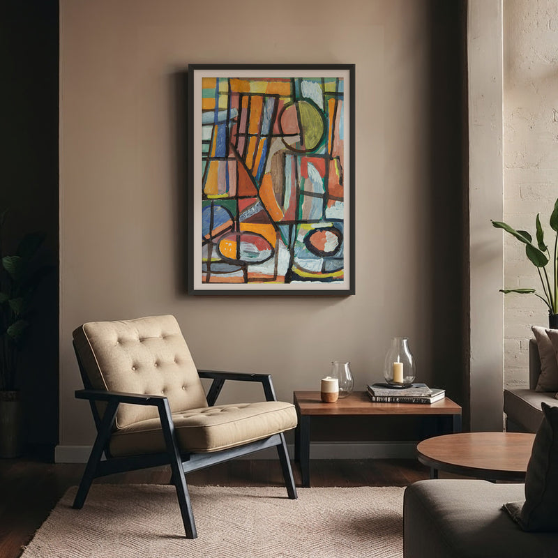 Bright Geometric Abstract Art No2 - Sage and Rose Prints