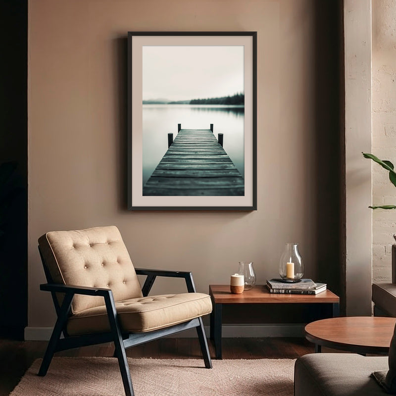 Black and White Moody Lake Photo - Sage and Rose Prints