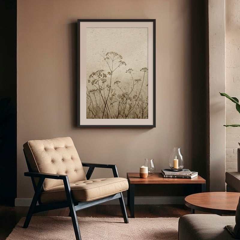 Vintage Tan Flowers Sketch - Sage and Rose Prints