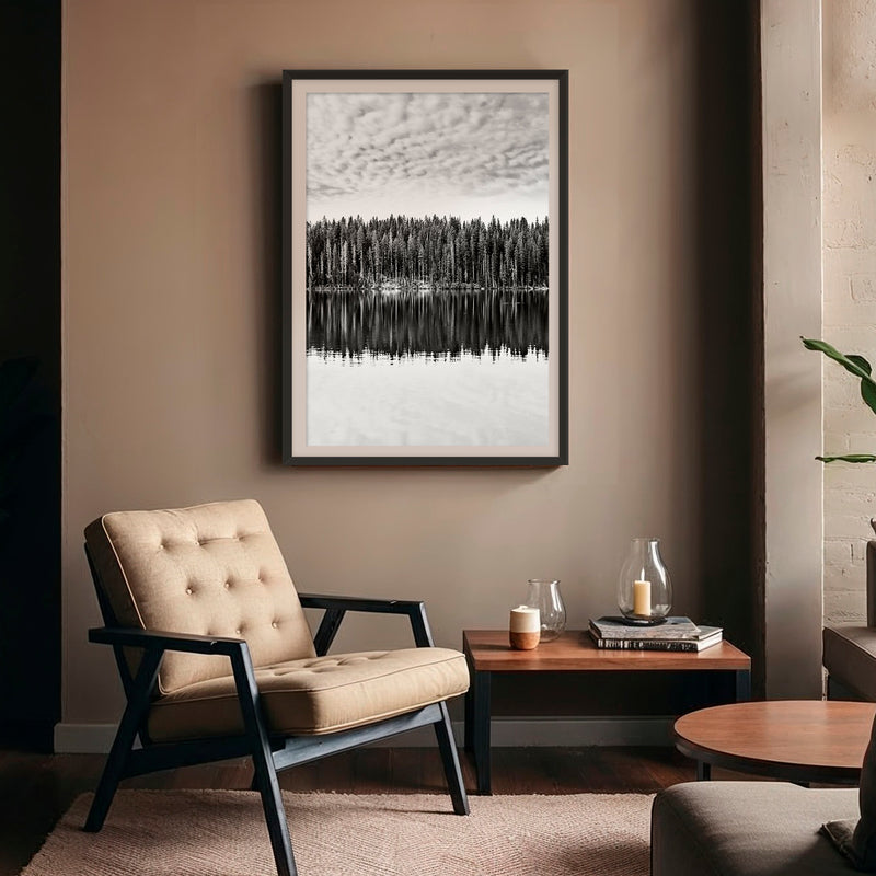 Black and White Reflections on Lake Photography - Sage and Rose Prints