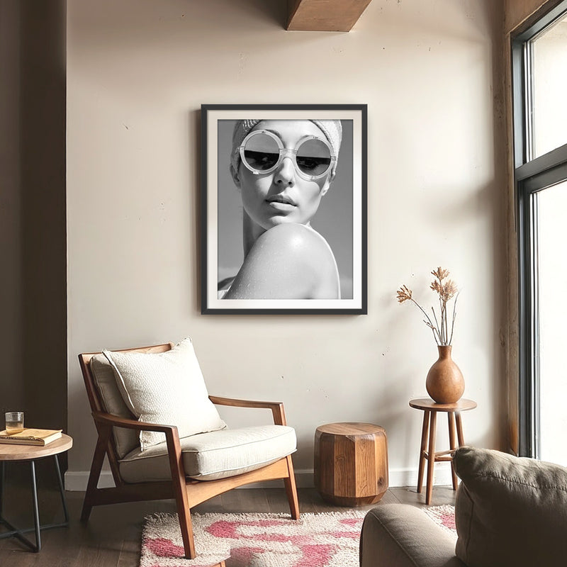 Black and White Photo of Woman in Sunglasses - Sage and Rose Prints