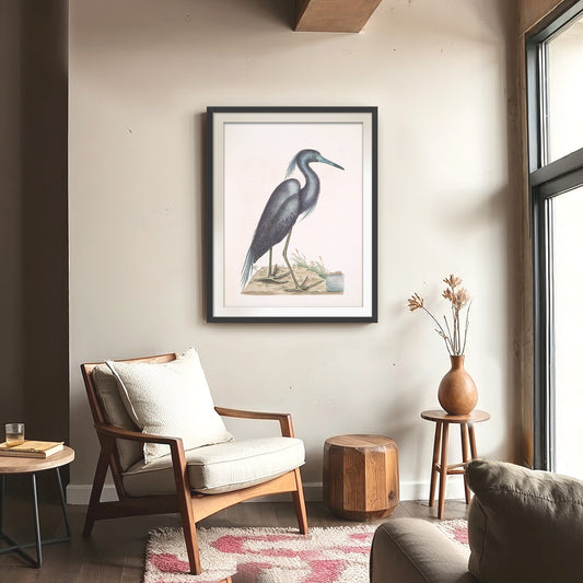 Muted Crane in Shades of Blue and Gray - Sage and Rose Prints