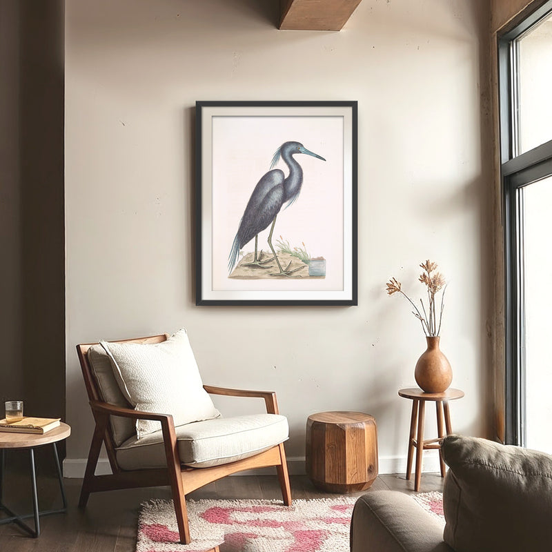 Muted Crane in Shades of Blue and Gray - Sage and Rose Prints