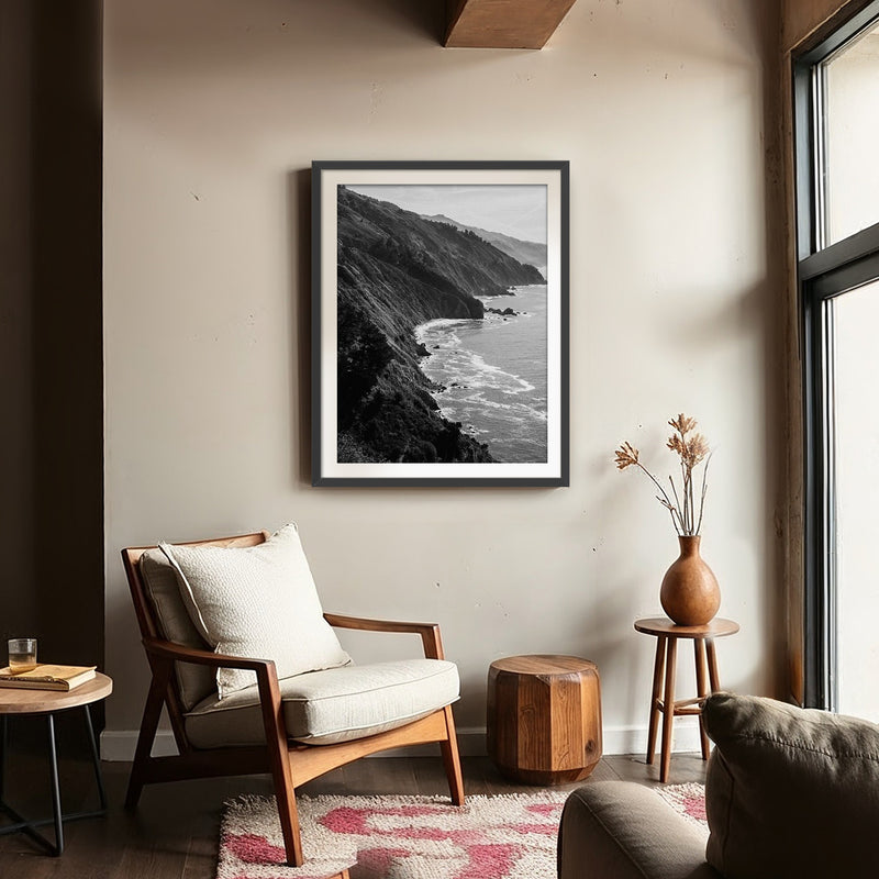 Big Sur Coastline in Black and White - Sage and Rose Prints