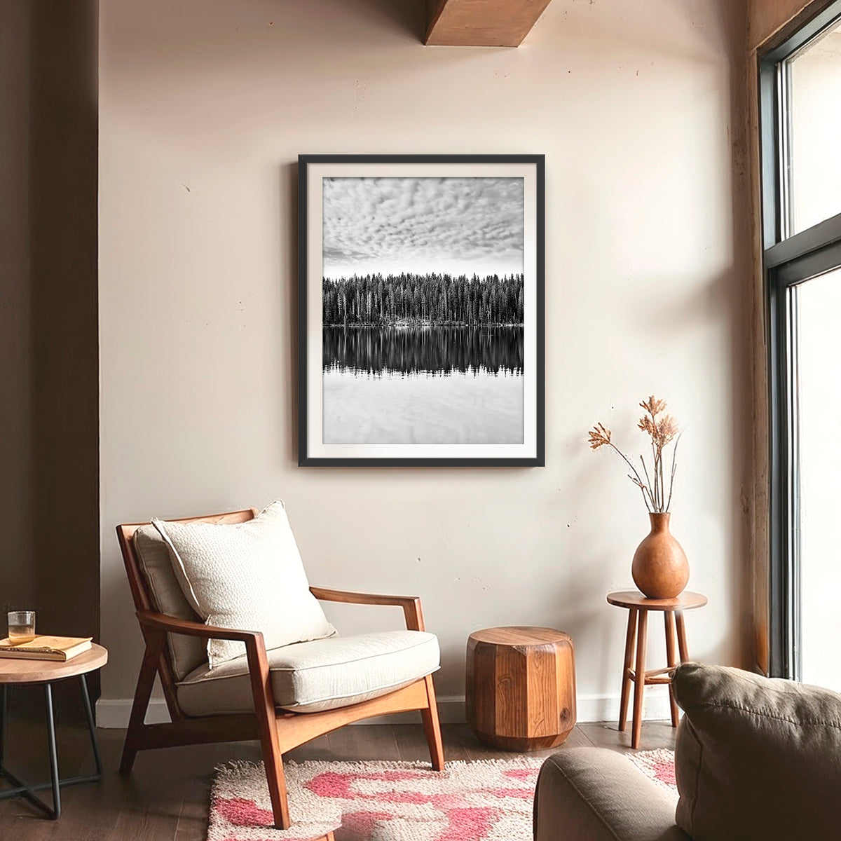Black and White Reflections on Lake Photography - Sage and Rose Prints