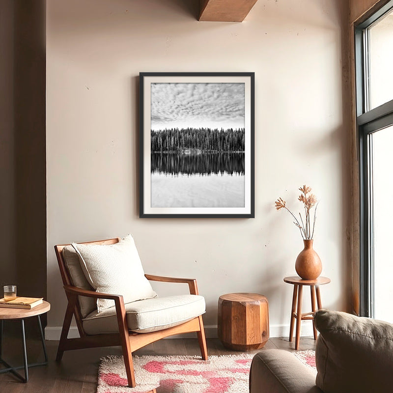 Black and White Reflections on Lake Photography - Sage and Rose Prints