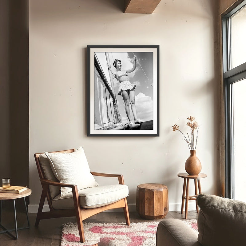 Woman on a Sailboat Old Photo - Sage and Rose Prints