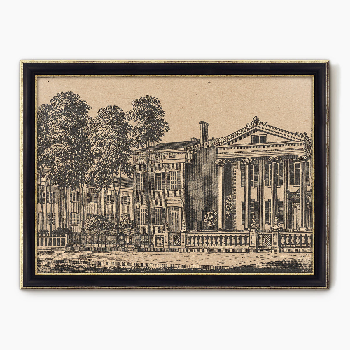 Vintage Colonial House Illustration - Sage and Rose Prints