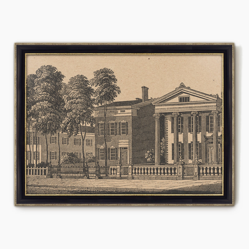 Vintage Colonial House Illustration