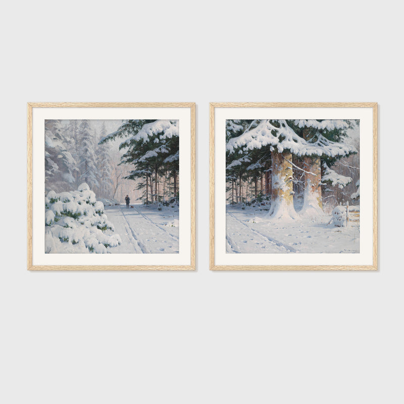 Snowy Forest 2-Panel Art Set - Sage and Rose Prints