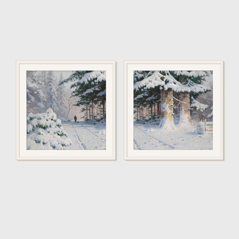 Snowy Forest 2-Panel Art Set - Sage and Rose Prints