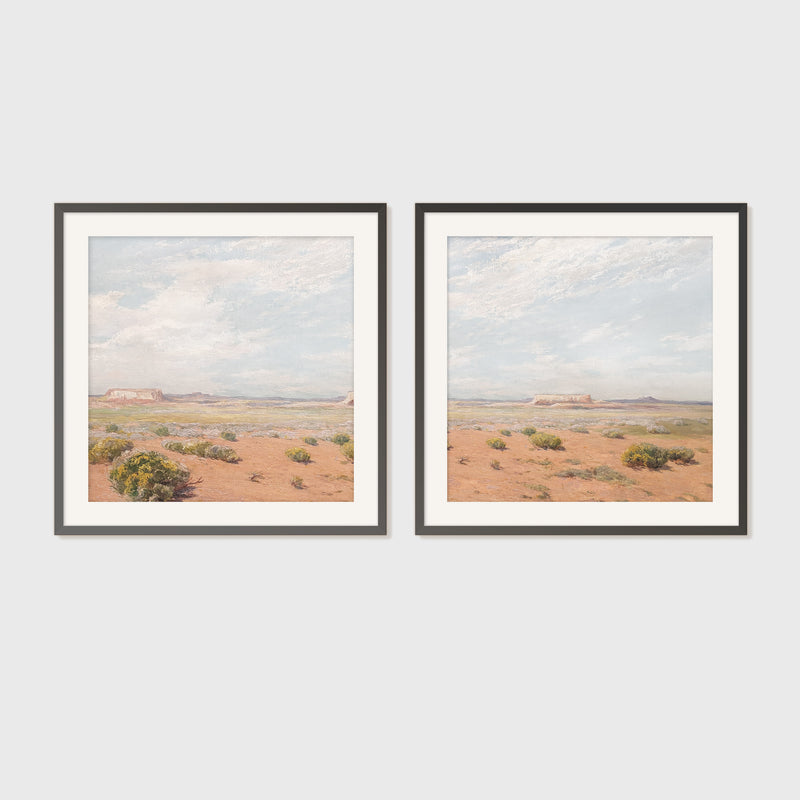 Bright Desert Landscape 2-Panel Set - Sage and Rose Prints