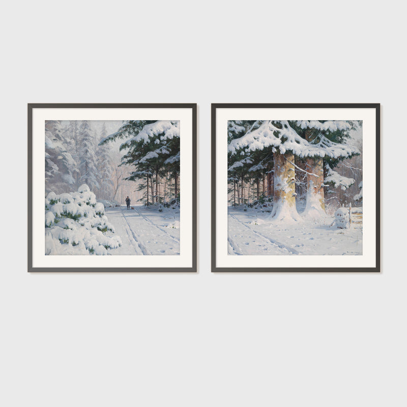 Snowy Forest 2-Panel Art Set - Sage and Rose Prints