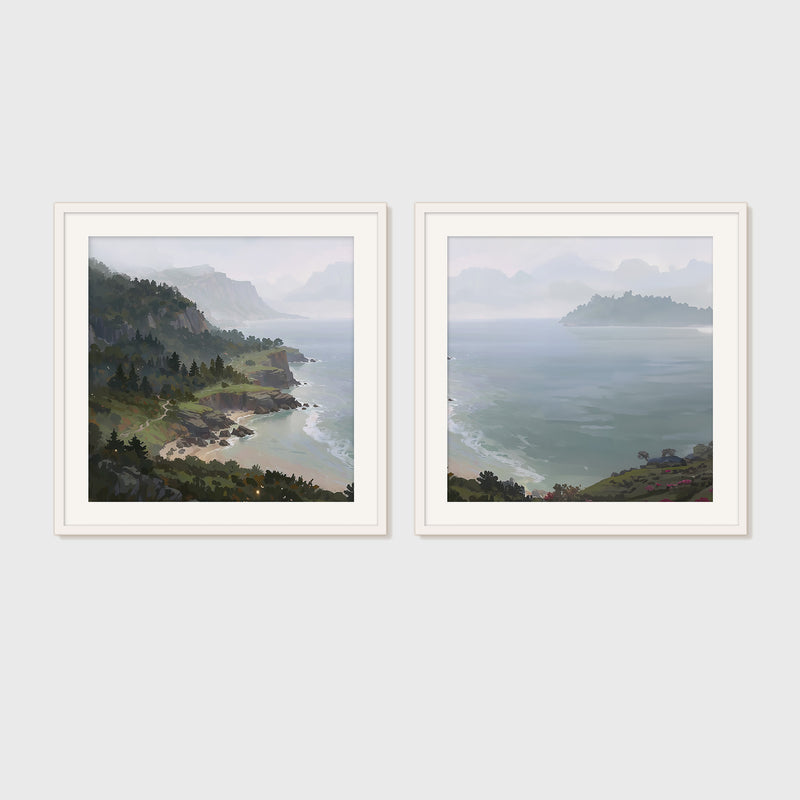 Pacific Coast Painting 2-Panel Art Set - Sage and Rose Prints