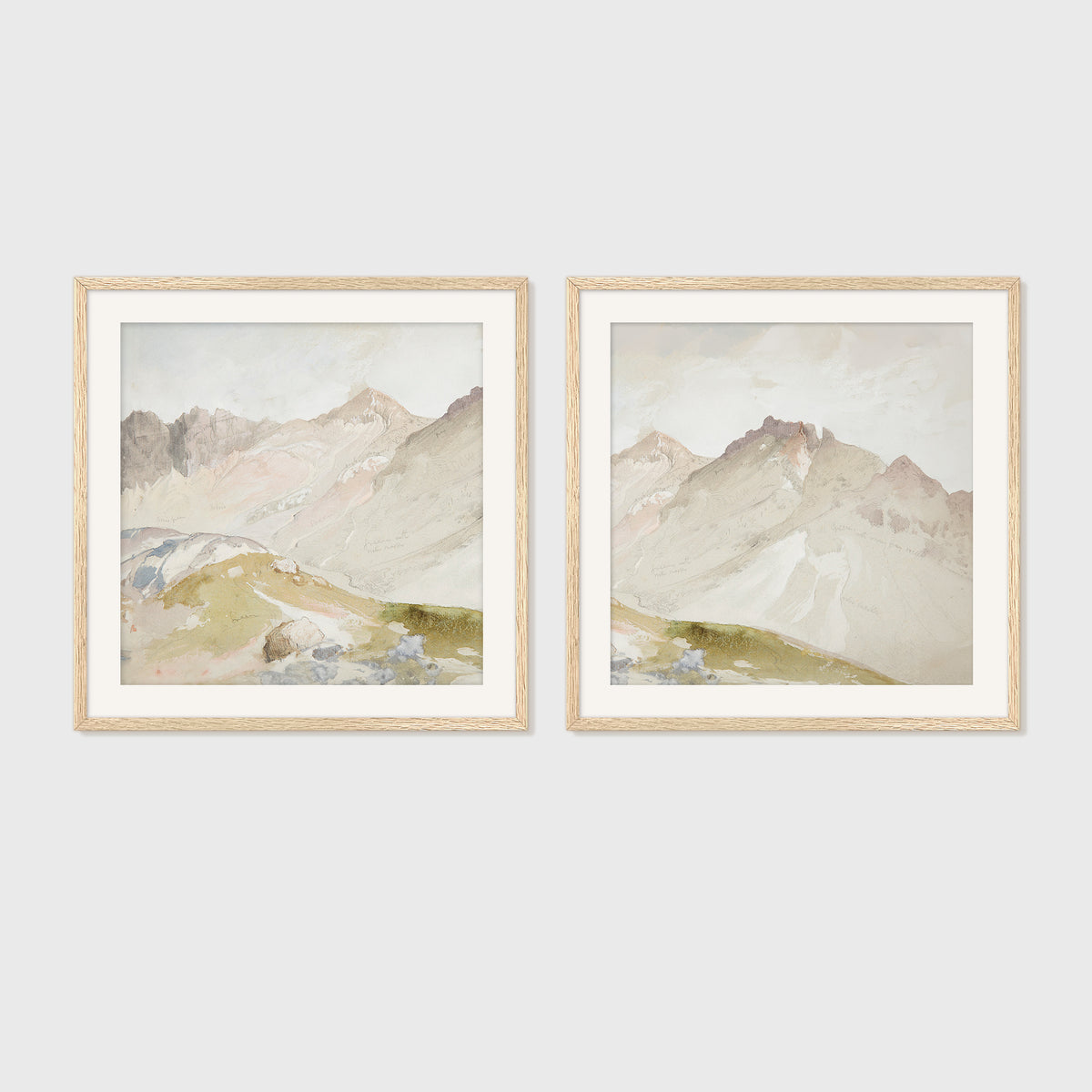 Neutral Desert Watercolor 2-Panel Set - Sage and Rose Prints