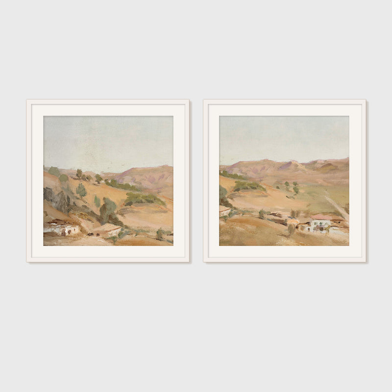 Impressionist Desert Painting 2-Panel Set - Sage and Rose Prints