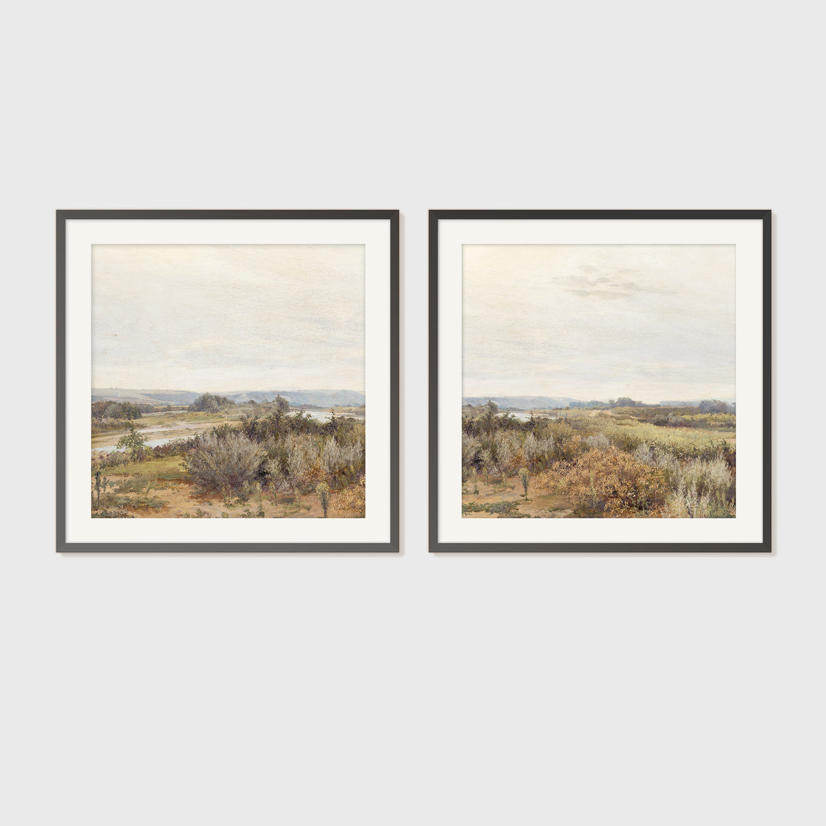 2 Piece Desert Painting with Sage Brush - Sage and Rose Prints