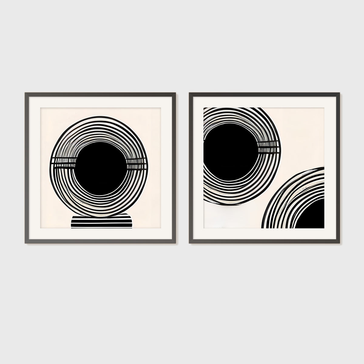 2 Piece Black and White Geometric Circles - Sage and Rose Prints