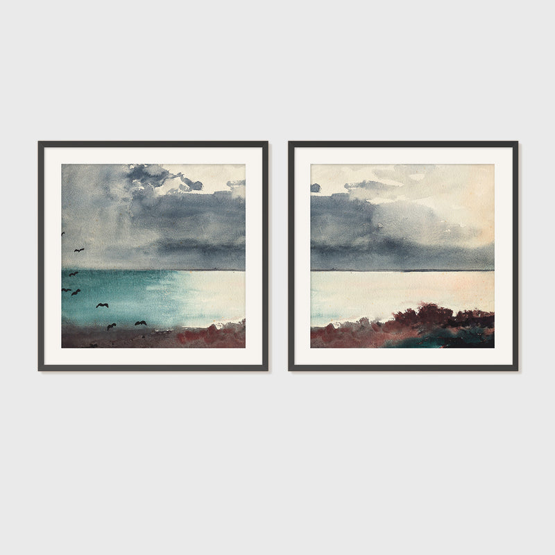 Ocean After a Storm Watercolor 2-Panel Set - Sage and Rose Prints