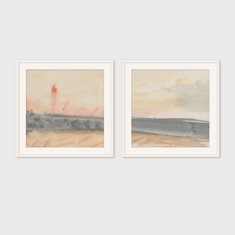 Simple Abstract Coastal Landscape 2-Panel Set - Sage and Rose Prints
