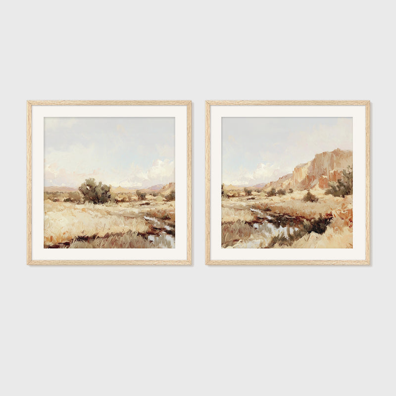 Muted Desert Painting 2-Panel Set - Sage and Rose Prints