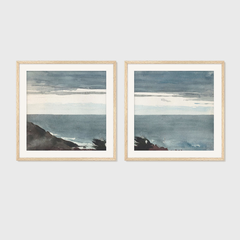 Slate Blue Seascape 2-Panel Set - Sage and Rose Prints