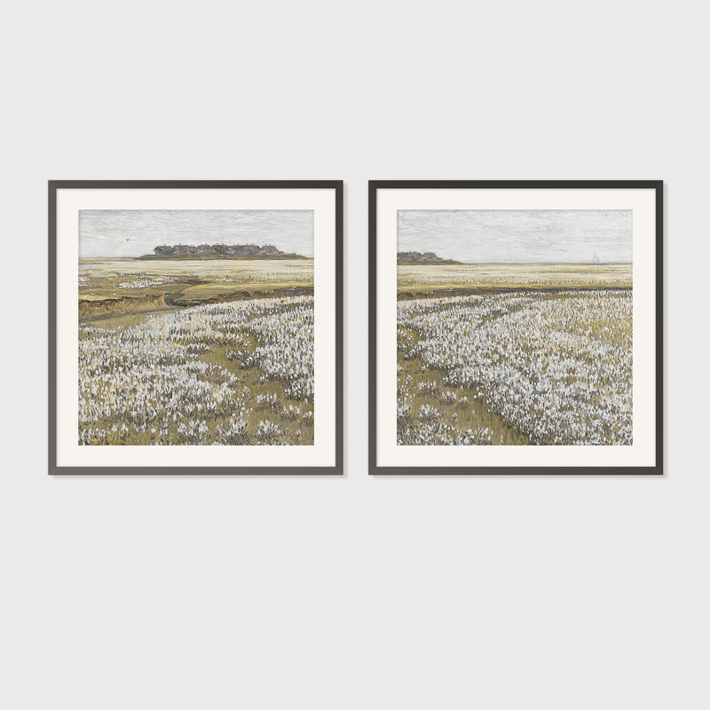 Flourishing Fields Landscape 2 Piece Painting - Sage and Rose Prints