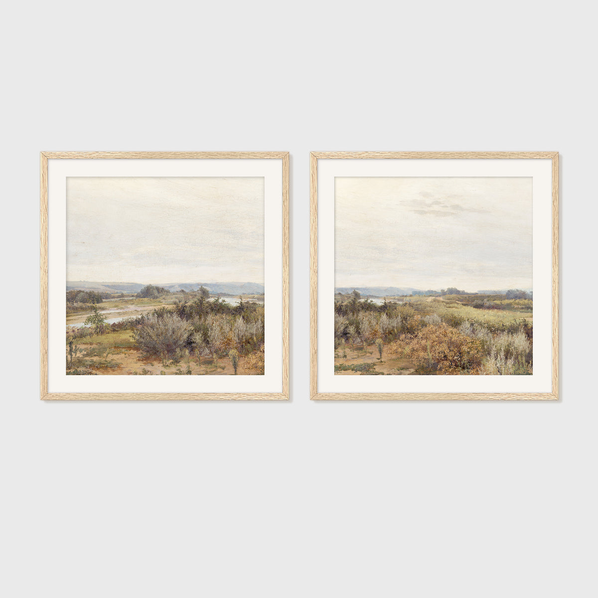 2 Piece Desert Painting with Sage Brush - Sage and Rose Prints