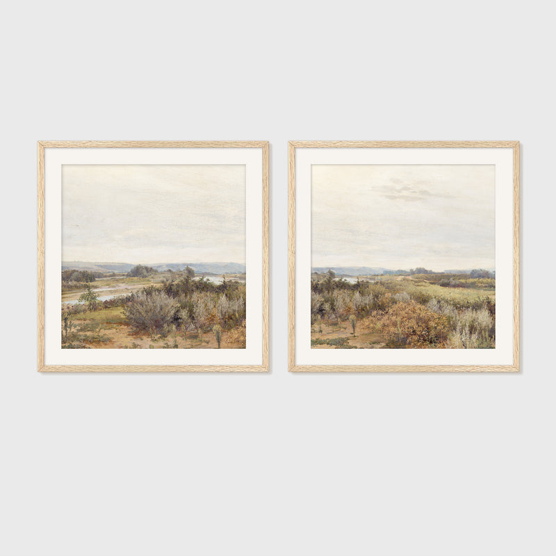 2 Piece Desert Painting with Sage Brush - Sage and Rose Prints