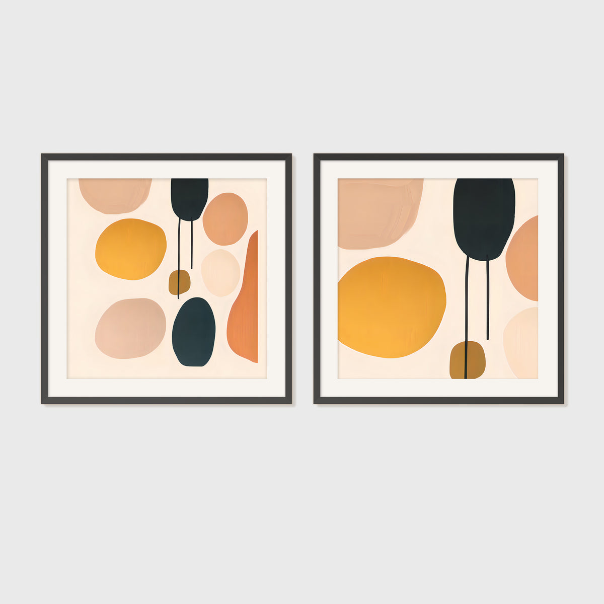 Boho Organic 2 Piece Abstract in Warm Tones - Sage and Rose Prints