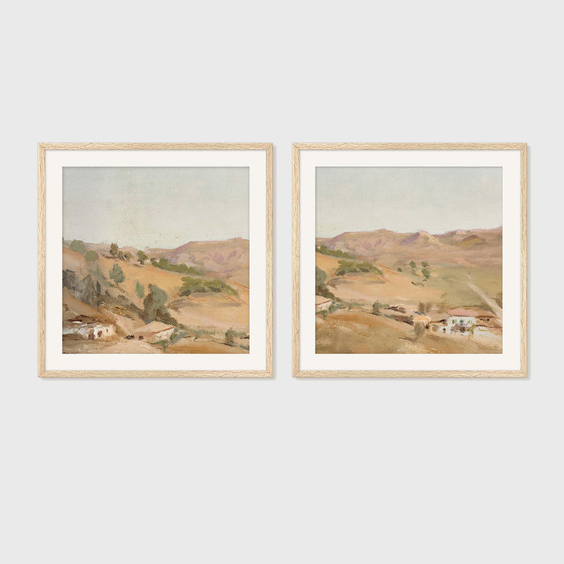 Impressionist Desert Painting 2-Panel Set - Sage and Rose Prints