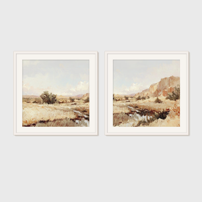 Muted Desert Painting 2-Panel Set - Sage and Rose Prints