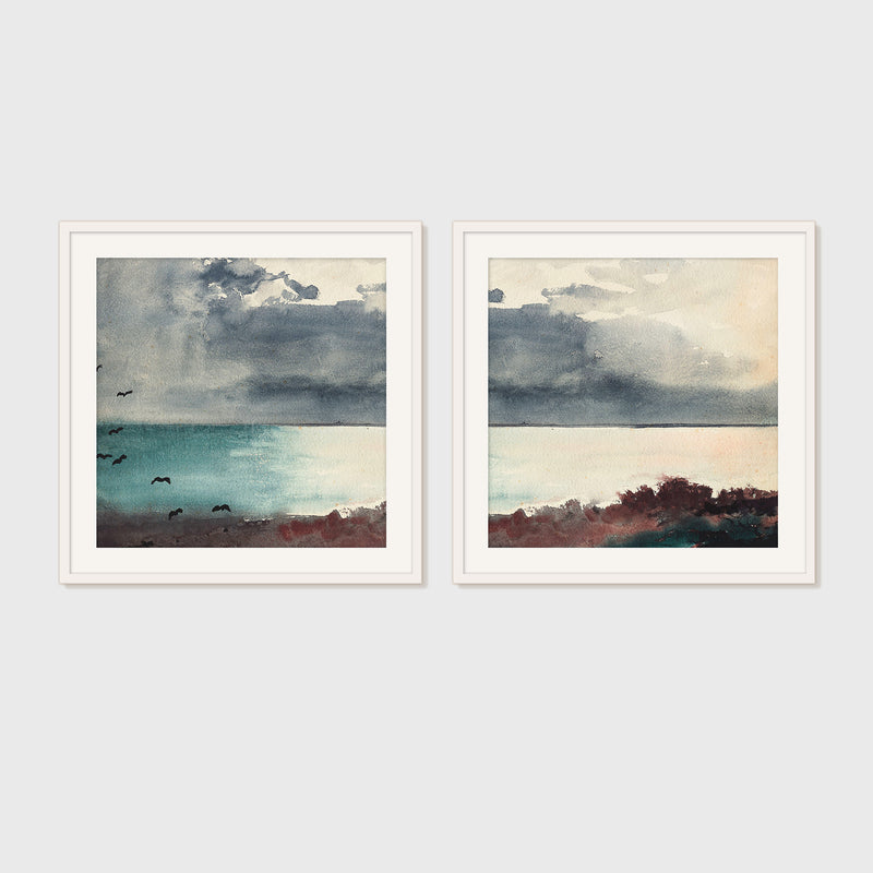 Ocean After a Storm Watercolor 2-Panel Set - Sage and Rose Prints