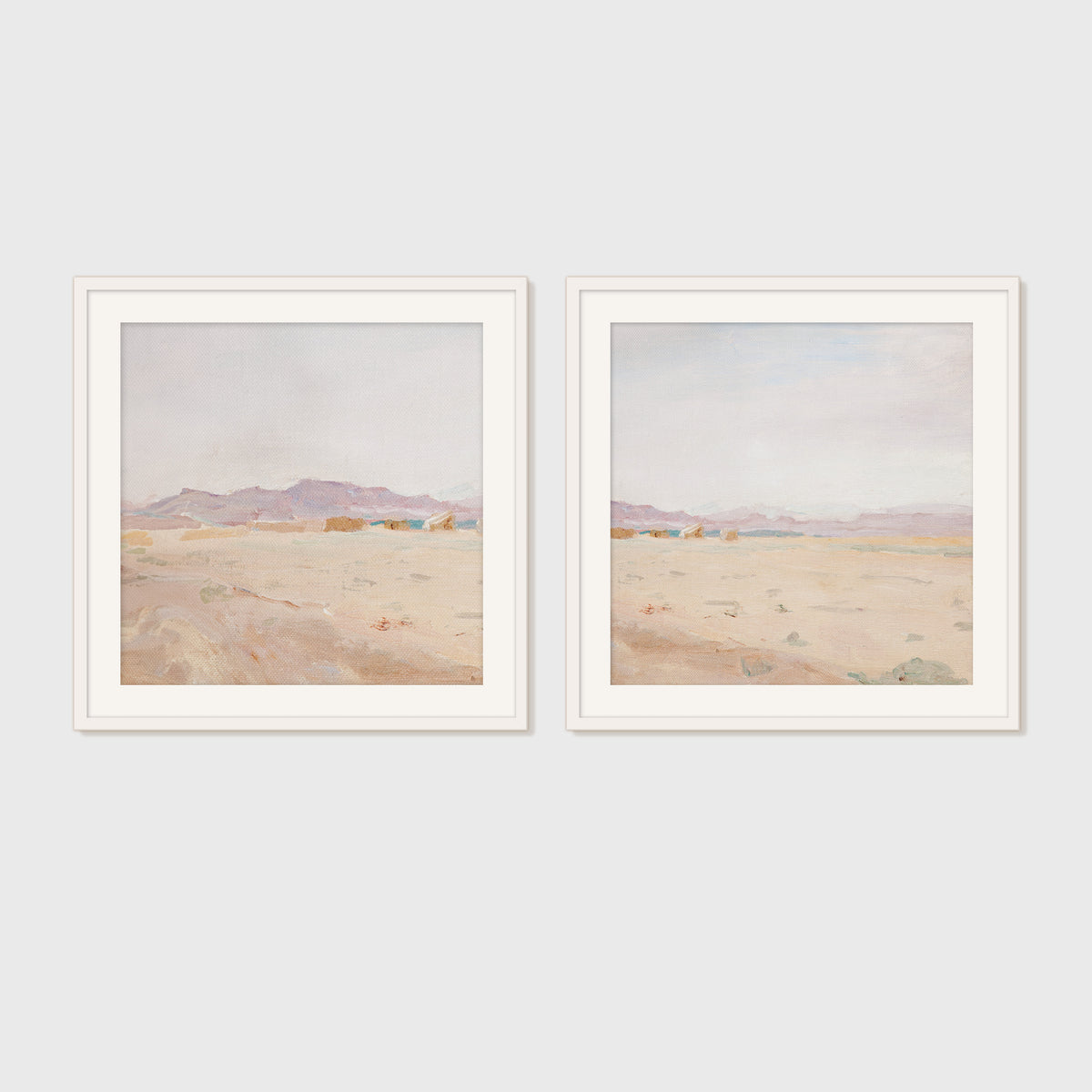 Desert Painting in Pastel Colors 2-Panel Set - Sage and Rose Prints
