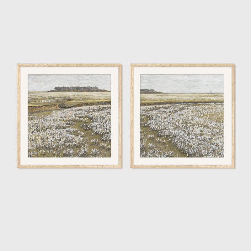 Flourishing Fields Landscape 2 Piece Painting - Sage and Rose Prints