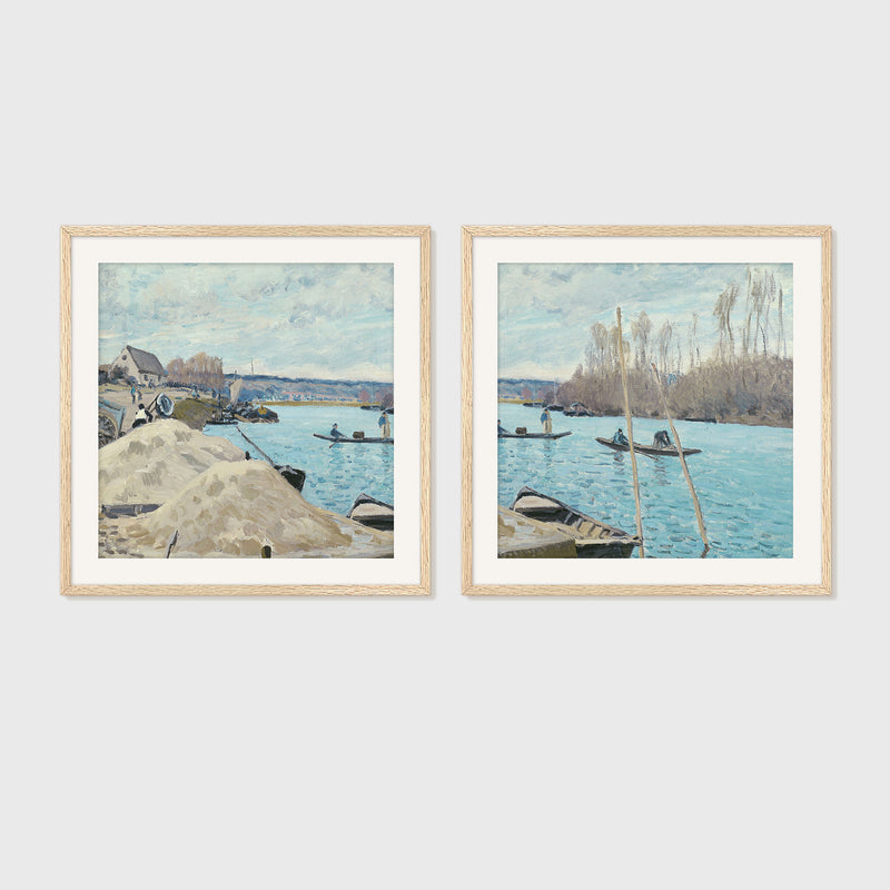 Boats on the River 2-Panel Set - Sage and Rose Prints