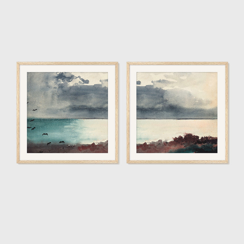 Ocean After a Storm Watercolor 2-Panel Set - Sage and Rose Prints