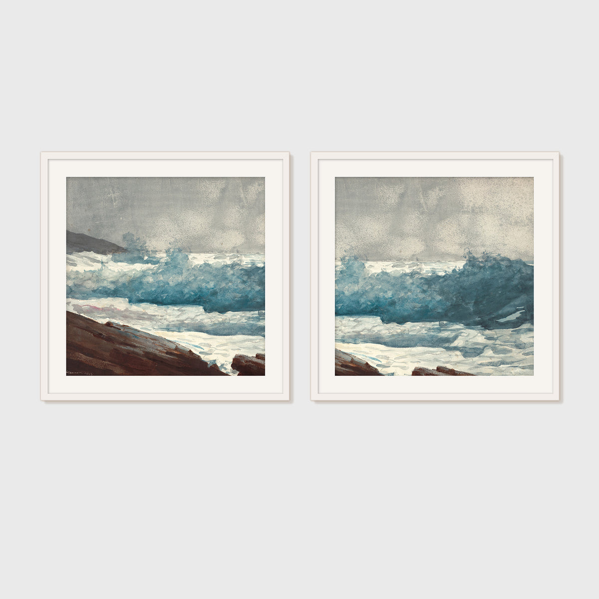Ocean Watercolor in Teal 2-Panel Set - Sage and Rose Prints