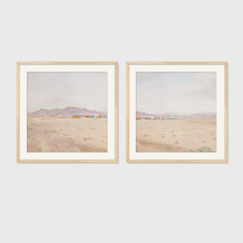 Desert Painting in Pastel Colors 2-Panel Set - Sage and Rose Prints