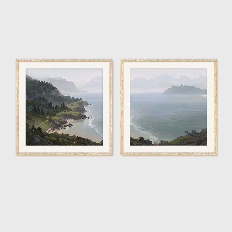 Pacific Coast Painting 2-Panel Art Set - Sage and Rose Prints