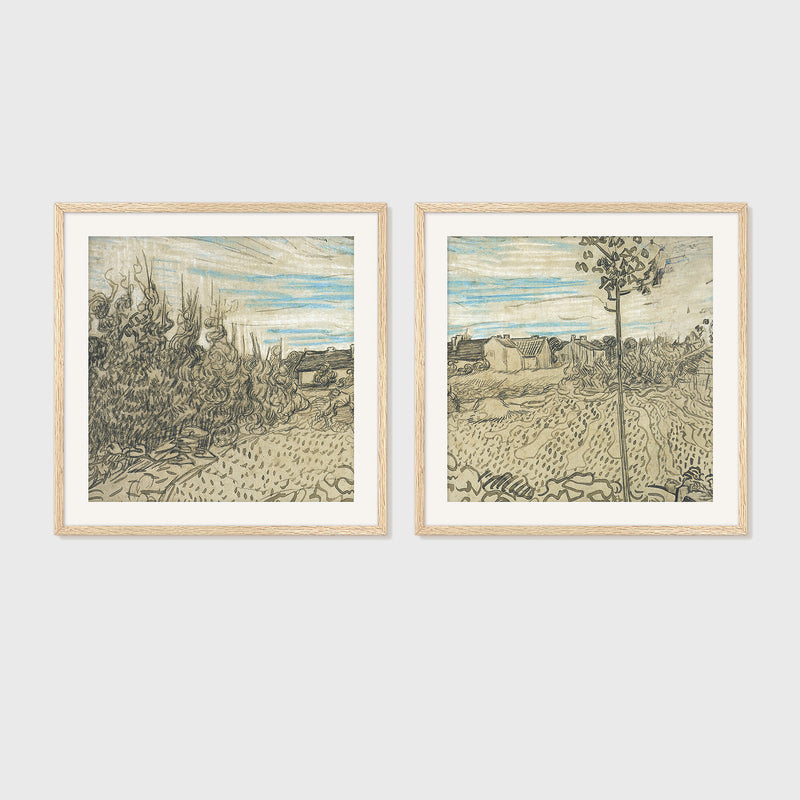 2 Piece Wheat Field Painted by Van Gough - Sage and Rose Prints