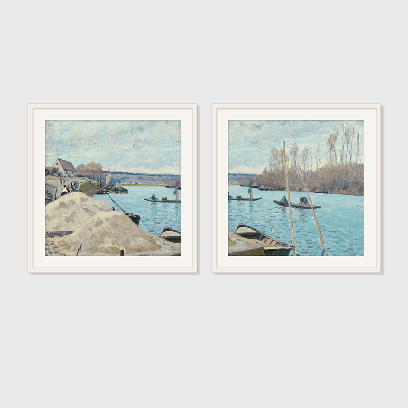 Boats on the River 2-Panel Set - Sage and Rose Prints