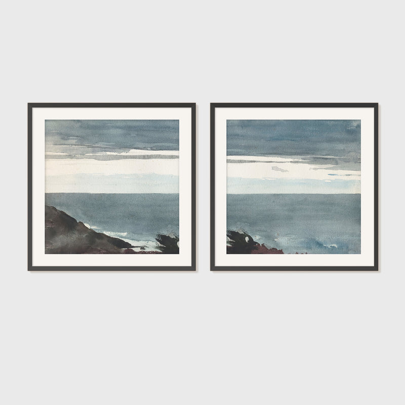 Slate Blue Seascape 2-Panel Set - Sage and Rose Prints