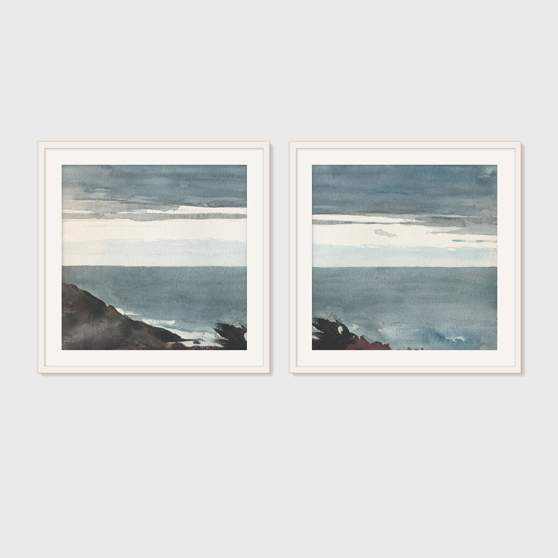 Slate Blue Seascape 2-Panel Set - Sage and Rose Prints